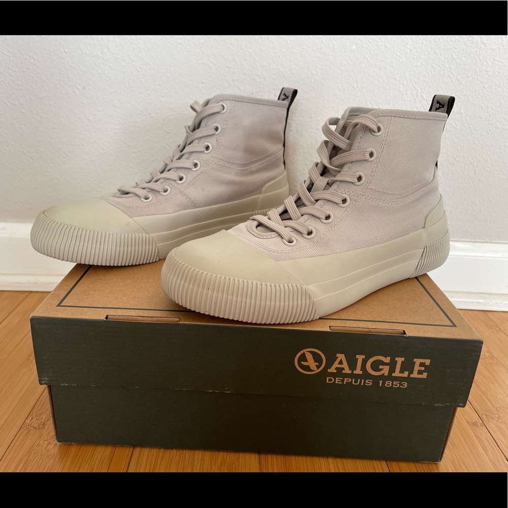 Aigle Rubber Mid Canvas Sneaker, Size 38, Sable